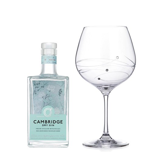 Cambridge Dry Gin 70cl And Single Gin and Tonic Spiral Copa Glass